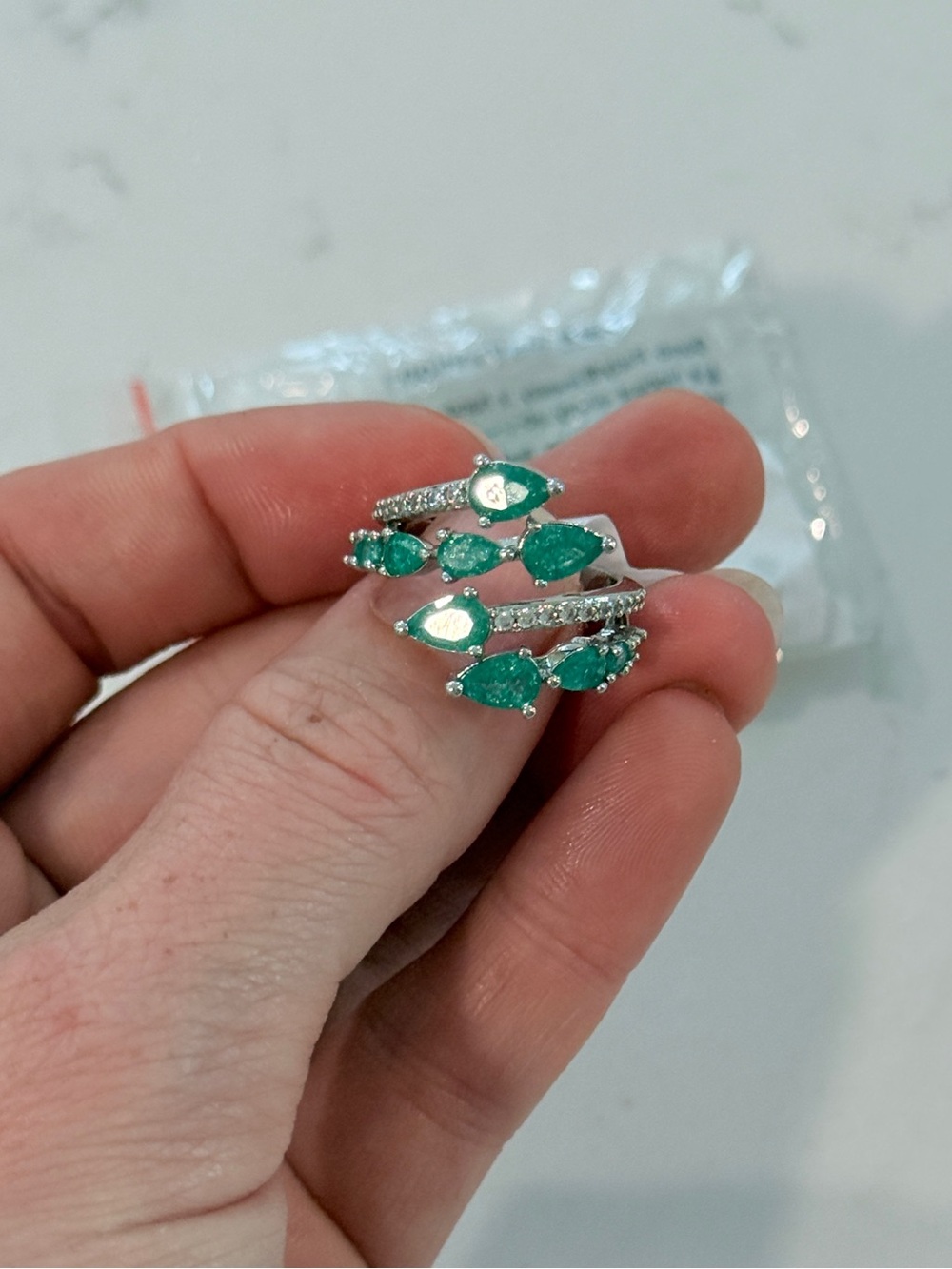 Emerald Ice Multi-Stone Silver Ring - Happiness In Each Direction, BP